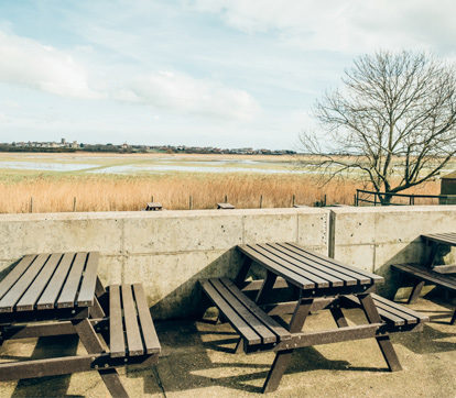benches outside the harbour inn