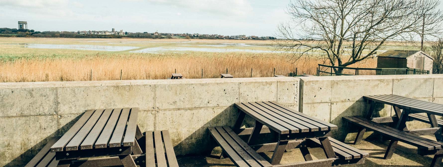 benches outside the harbour inn